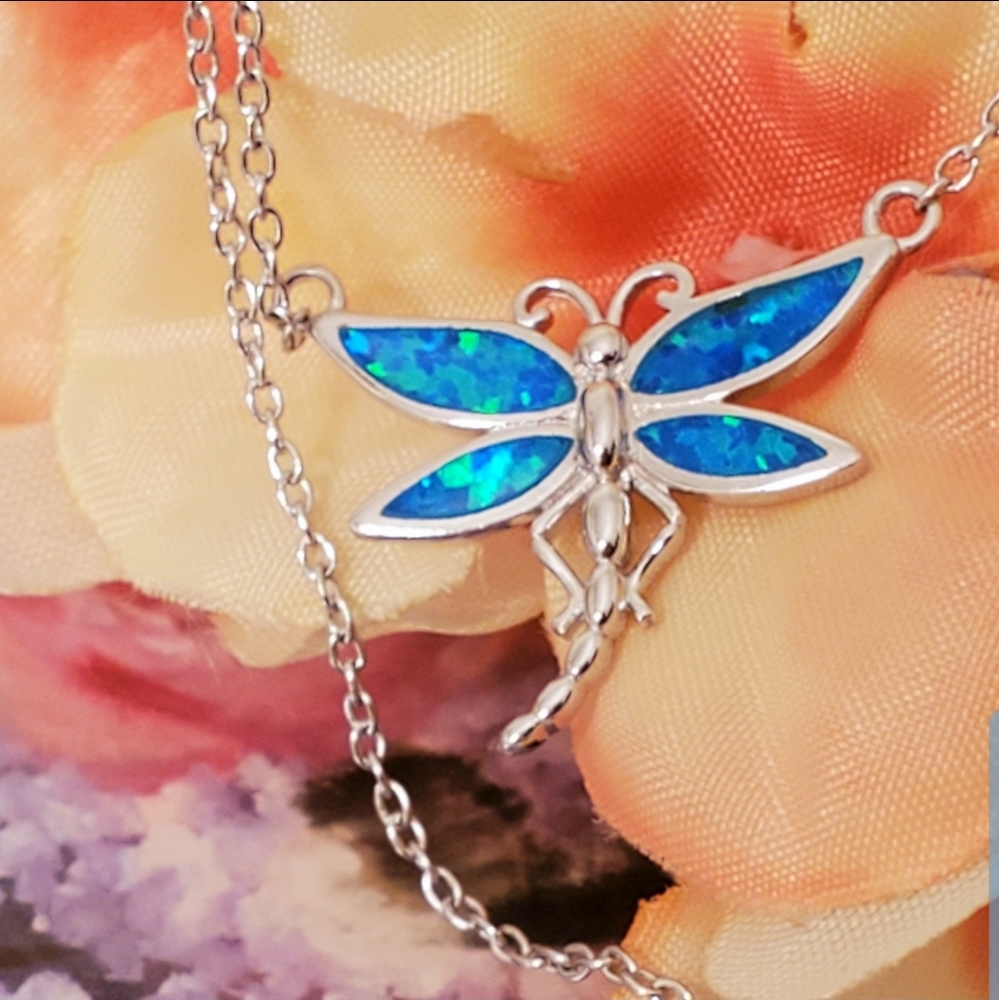 NEW Make A Wish DragonFly Opal Necklace - Picture 2 of 10